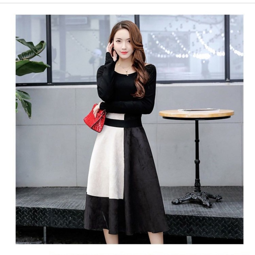 Ivory and Brown suede skirt